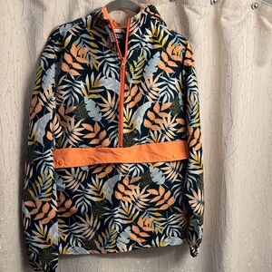 Tropical Print Jacket with Orange Accents